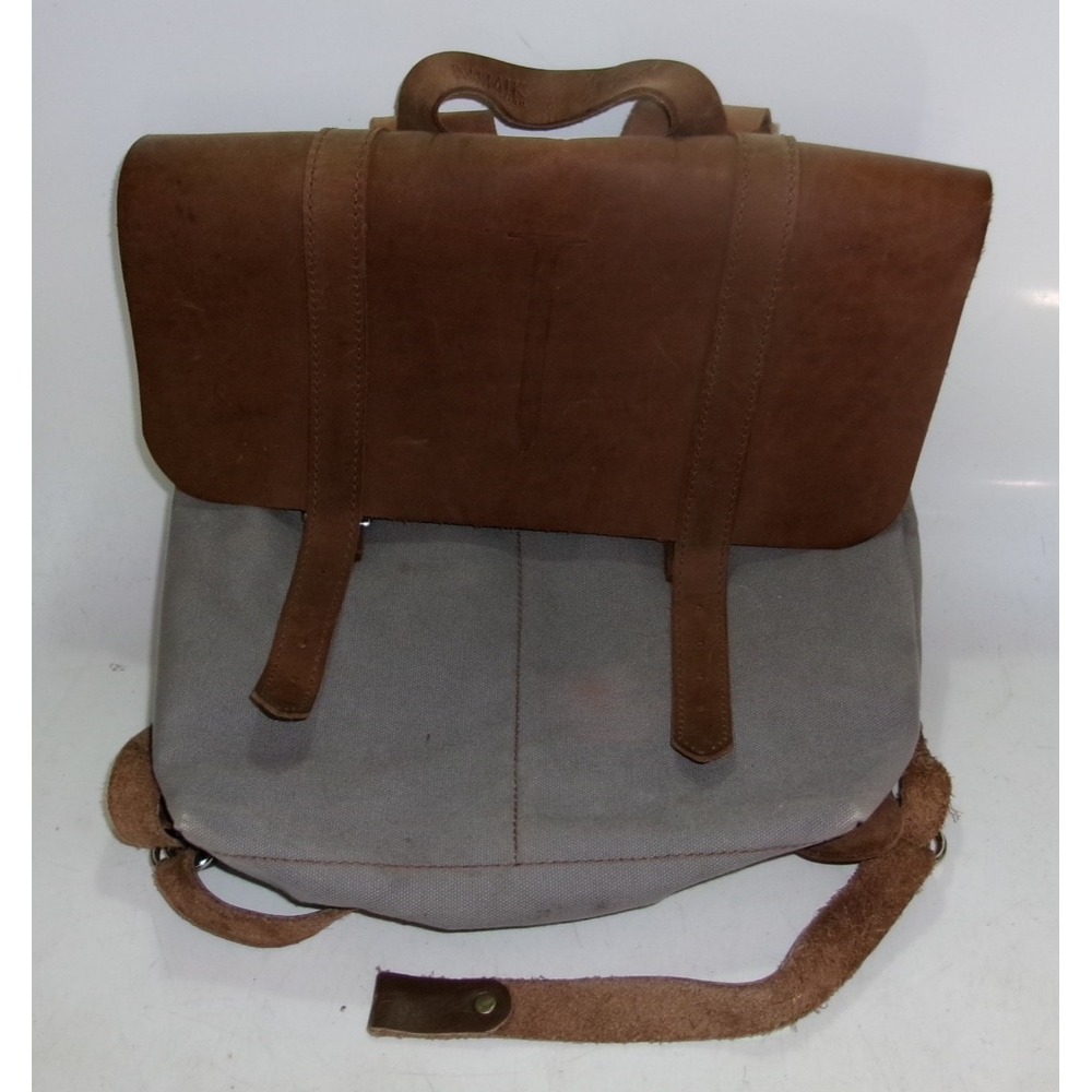 Orox Leather Company Parva Gray Leather Oil Coated Flap Rucksack Backpack